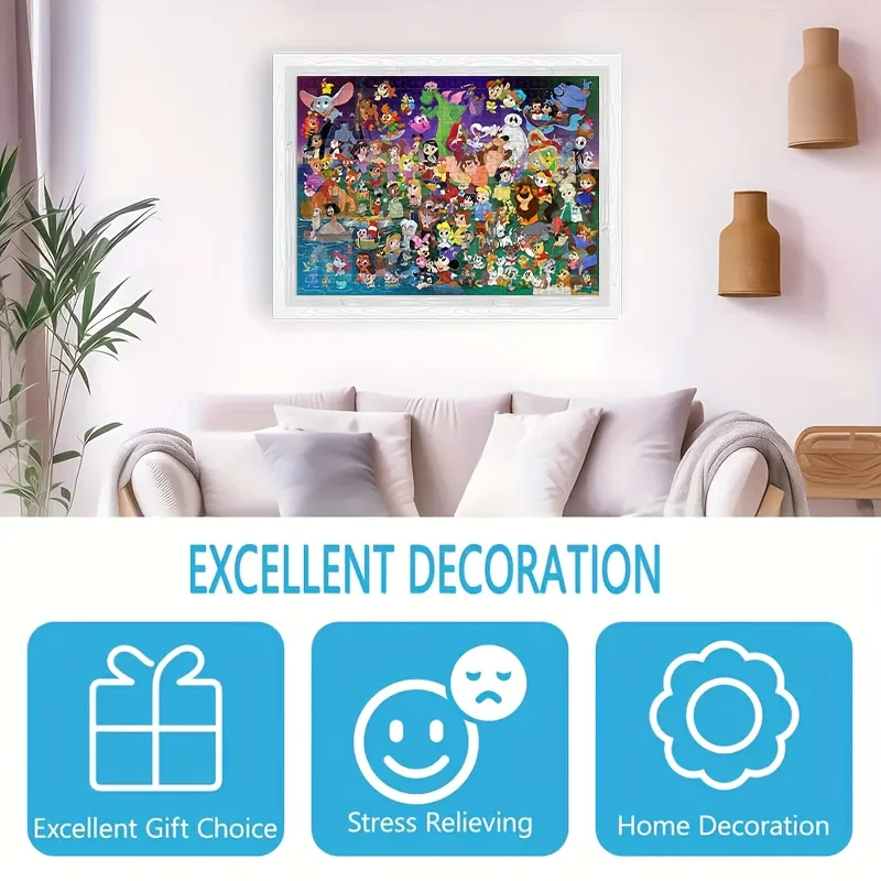 1000 peças quebra-cabeça de personagens e animais, enciclopédia, princesas e príncipes, quebra-cabeça montável na parede, presente de jogo para adultos, intera familiar