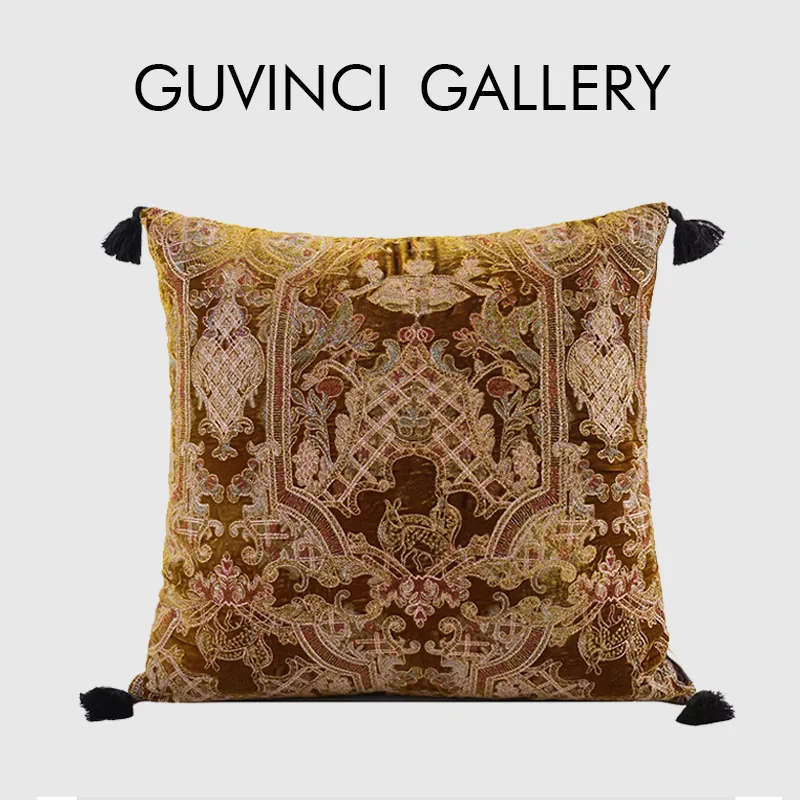 GUVINCI Turkish Antique Tapestry Embroidery Pillowcase Expertly Crafted Luxury Handmade Cushion Cover For Living Room Couch Sofa