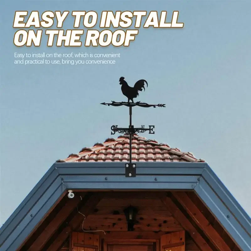 New Outdoor Garden Craft Plug-In Metal Creative Animal Rooster Wind Vane, Cupola Stove, Home Decorations, Roof Household Items view 6