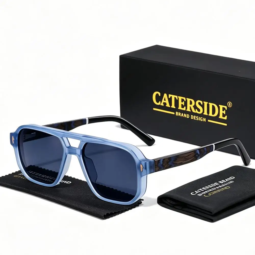 CATERSIDE Retro Herren Polarisierte Sonnenbrille mit Naturholzstangen, Piloten-Sonnenbrille für Damen, Outdoor-Reise-Fahrbrille UV400 – Detail 27