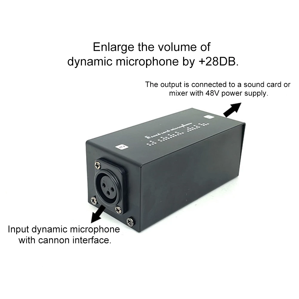 Dynamic Microphone Preamplifier 28dB Microphone Preamp Boosters Gain 28dB Sounds Boosters Perfect for Studio Recording