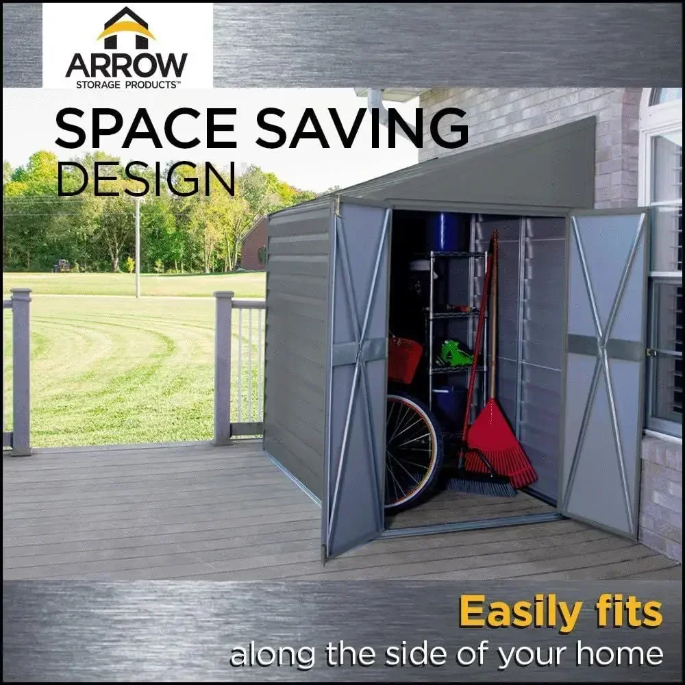 Yardsaver 4' x 10' Galvanized Steel Outdoor Storage Shed with Sloped Roo and Double-Door Entry, UV-Resistant Steel loorlCompact