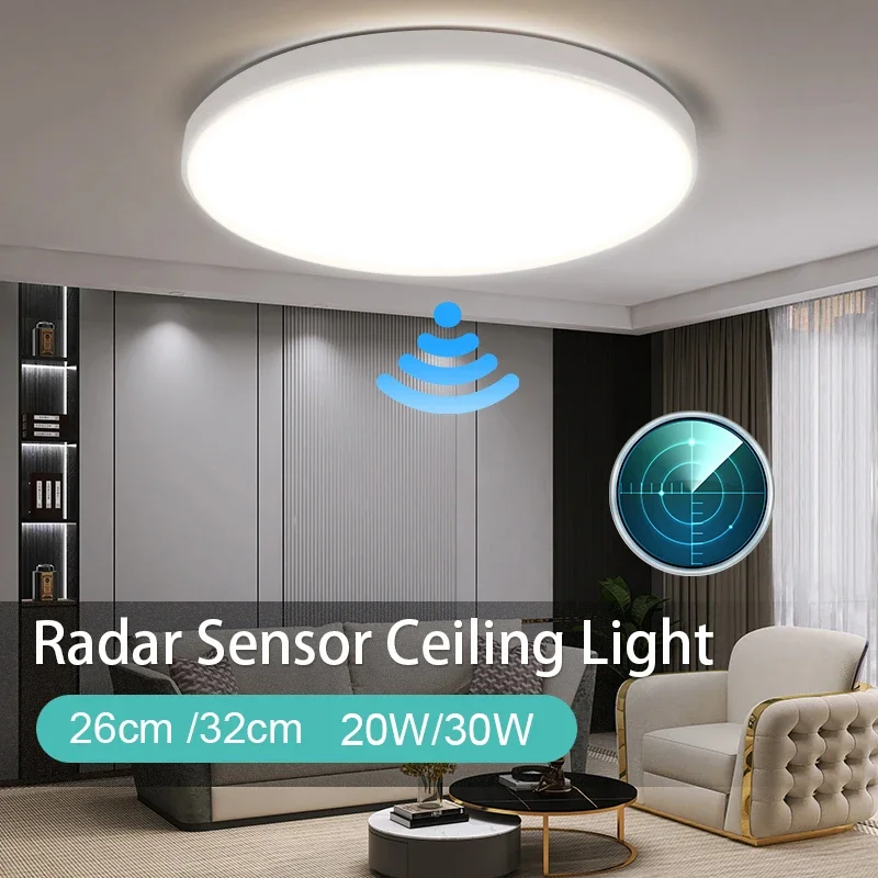 LED Radar Sensor Ceiling Light 110V 220V Smart Ceiling Lamp for Room Hallways Induction Garage Lighting LED Motion Sensor Lights