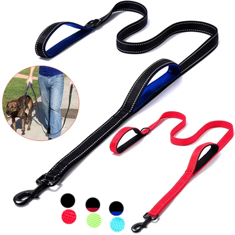 

Dual Handle Dog Leash Reflective Padded Dog Leash Heavy Duty Lead Rope Outdoors Trainning Running Pet Leash For Small Large Dogs