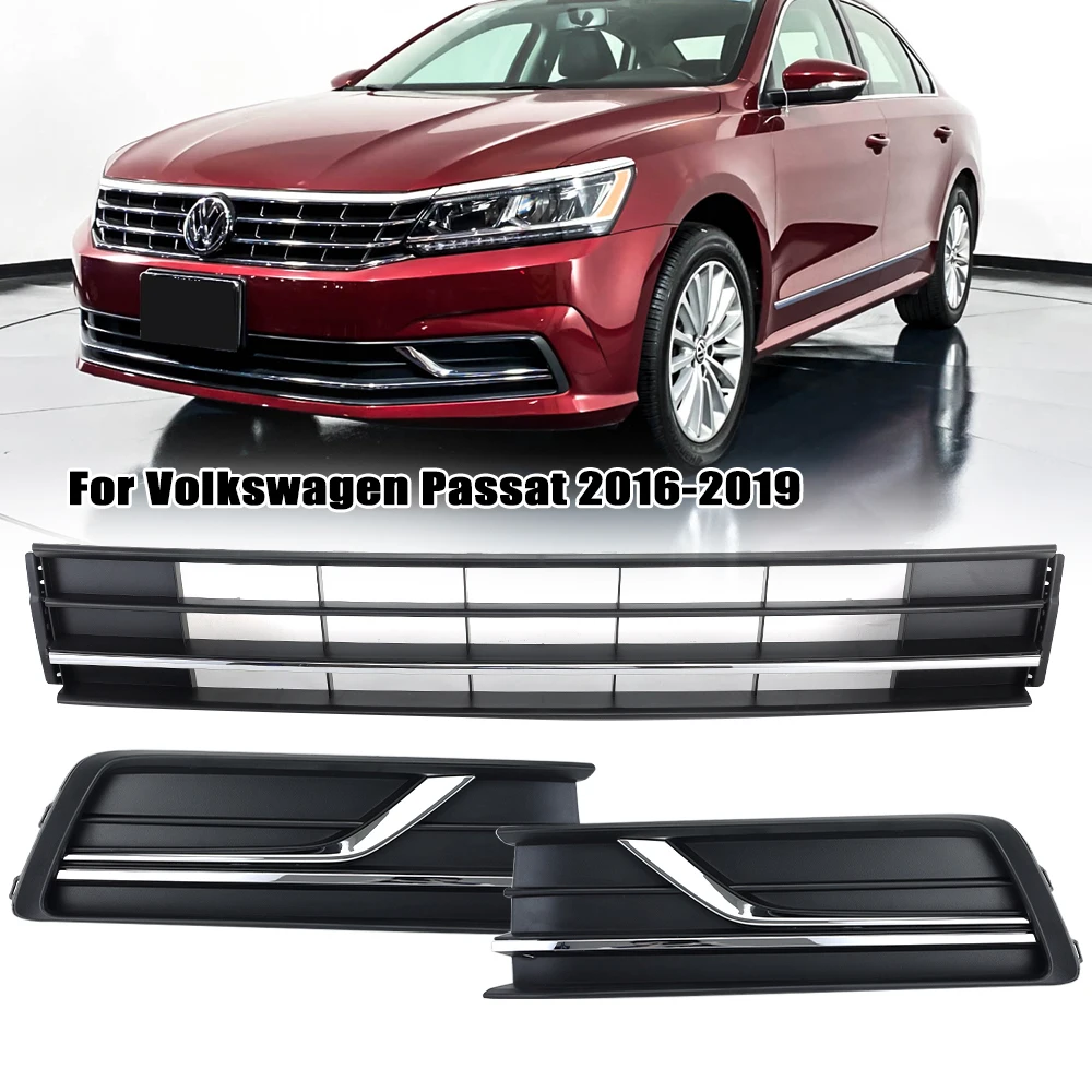 for VW Passat NMS 2016 2017 2018 Front Bumper Lower Grille Fog Light Grill Cover Front bumper headlights frame accessories