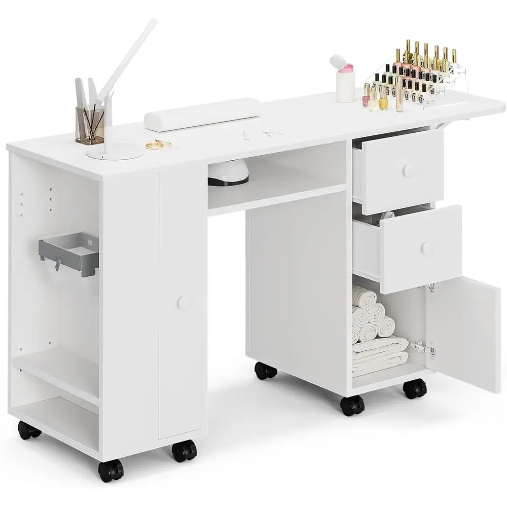 

Маникюрный стол для Nail Tech, технический стол, рабочая станция для красоты, спа-салона с выдвижным столом, держатель для мешка для мусора, запястье