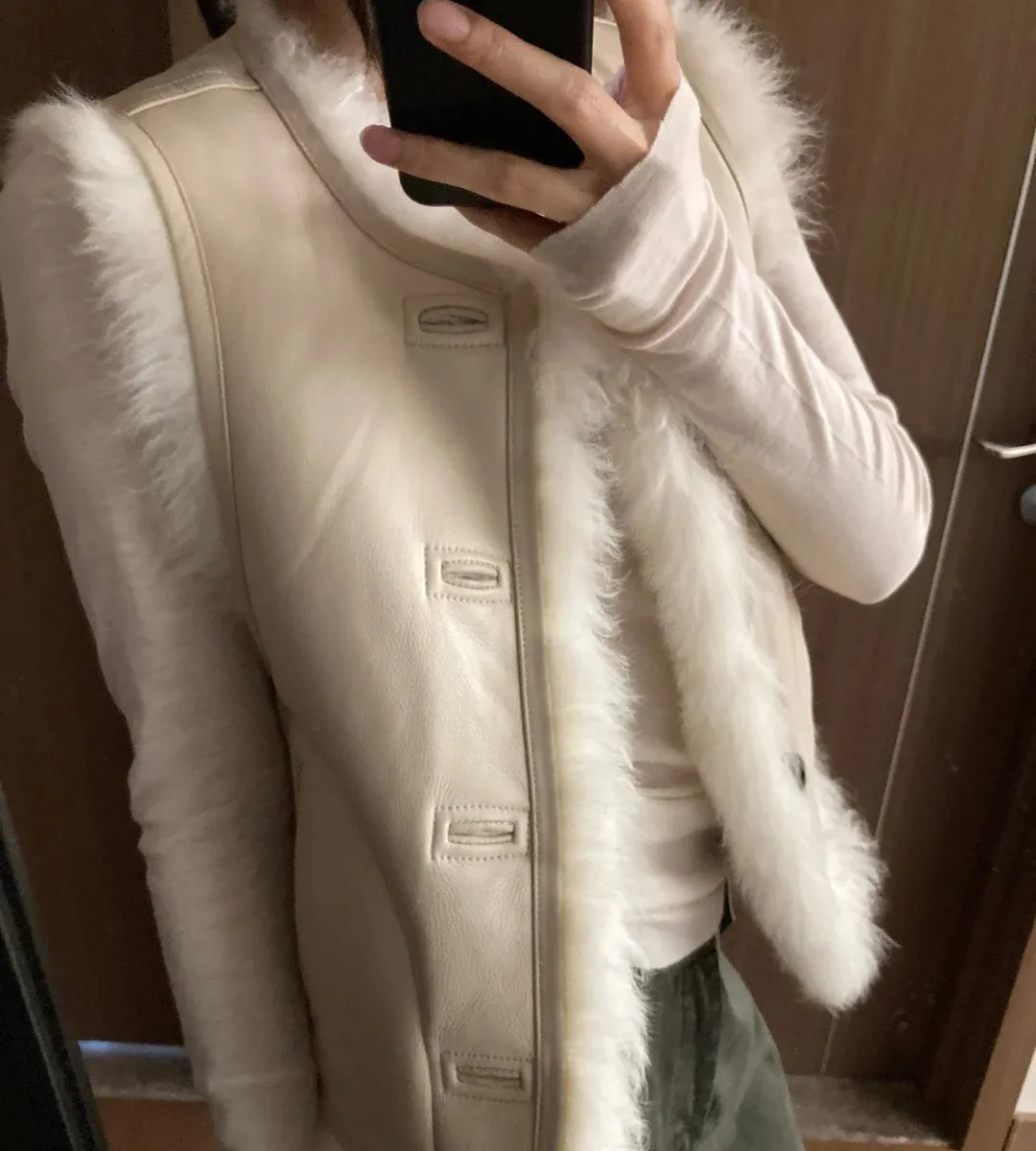 سترات صدريات نسائية سميكة مزدوجة الصدر مع كرسي شتوي مبطن متعدد الطبقات مضاد للتجميد بدون أكمام ملابس مكتبية Y2K