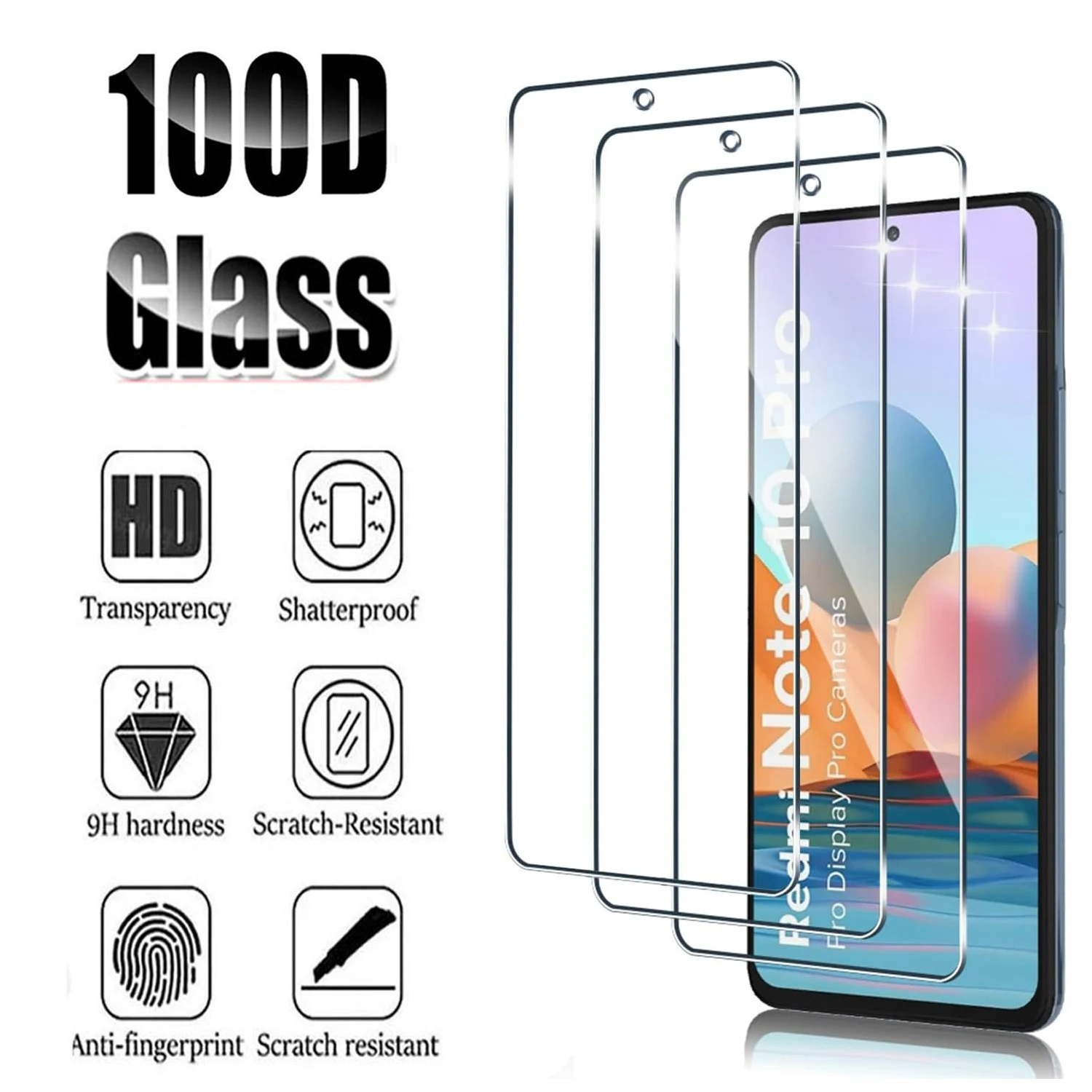 2/4Pcs HD Screen Protector For Xiaomi Redmi Note 10 Pro Tempered Glass Film