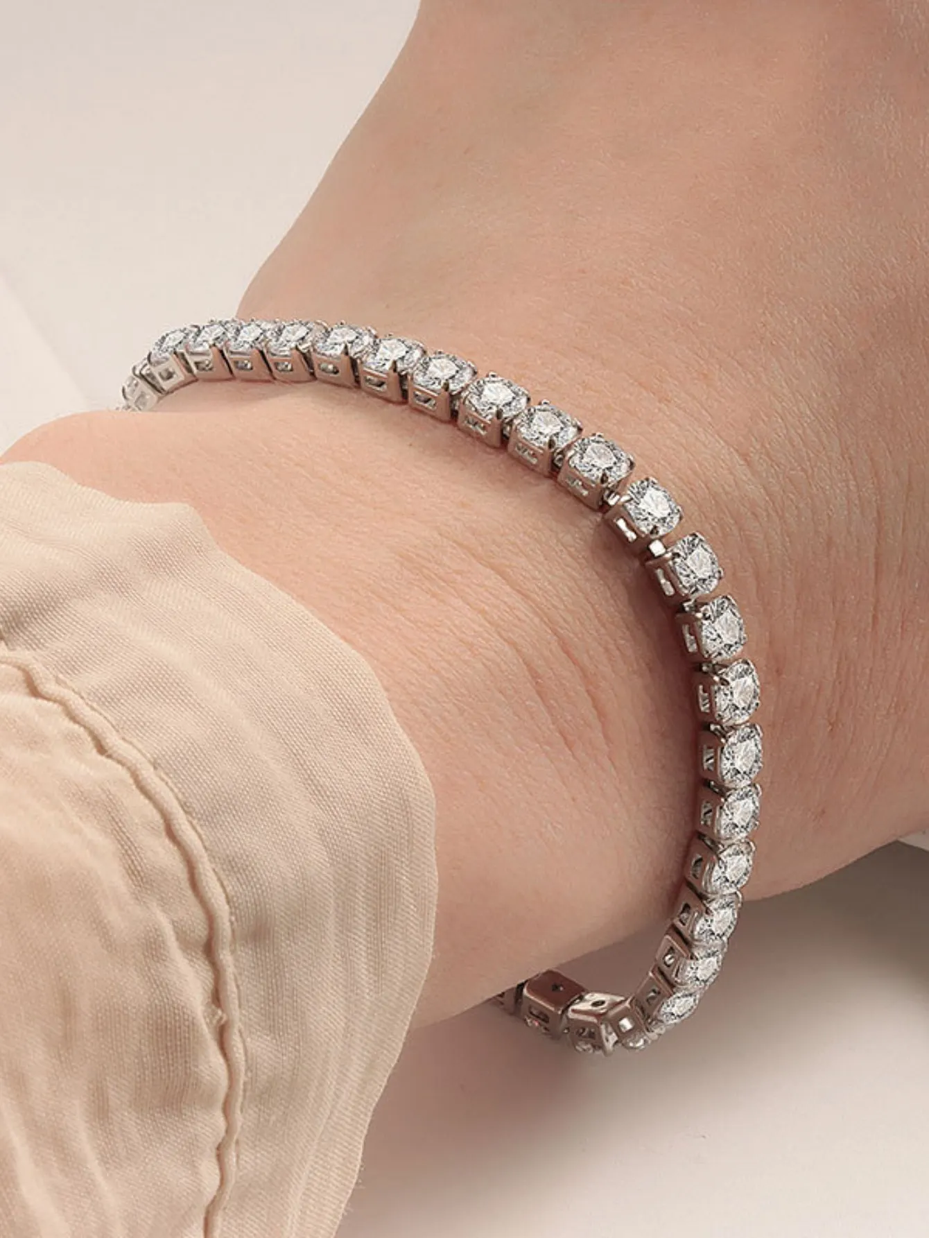 1 Piece Full Diamond Zircon Tennis Bracelet for Men and Women, High-End Tennis Chain, Single Row, Personalized, Simple, Versatile, Fashionable Jewelry