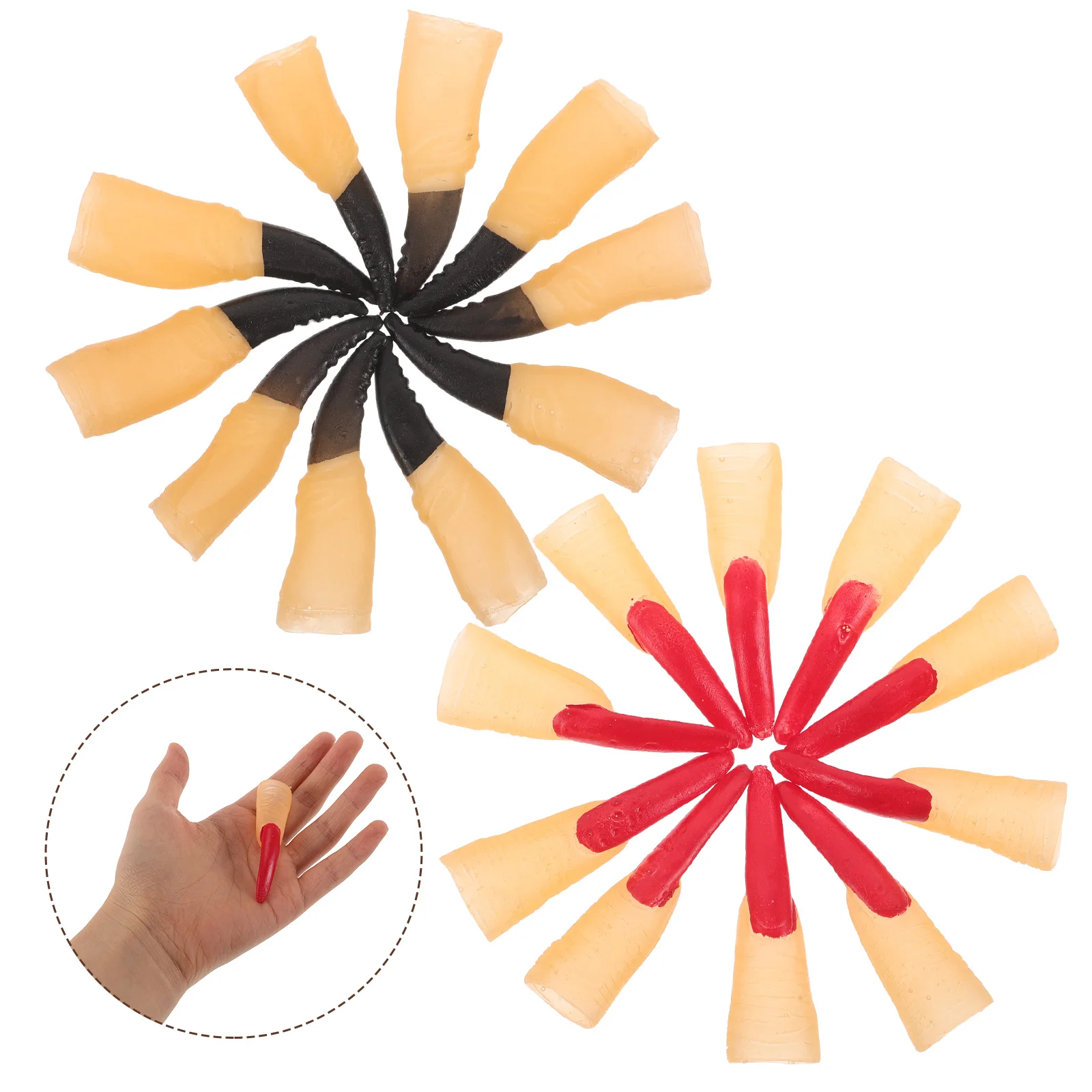 

40pcs Halloween Fingers: Realistic Fake Finger Covers Scary Nails Tips for Cosplay Costume Accessory for Party Trick Props