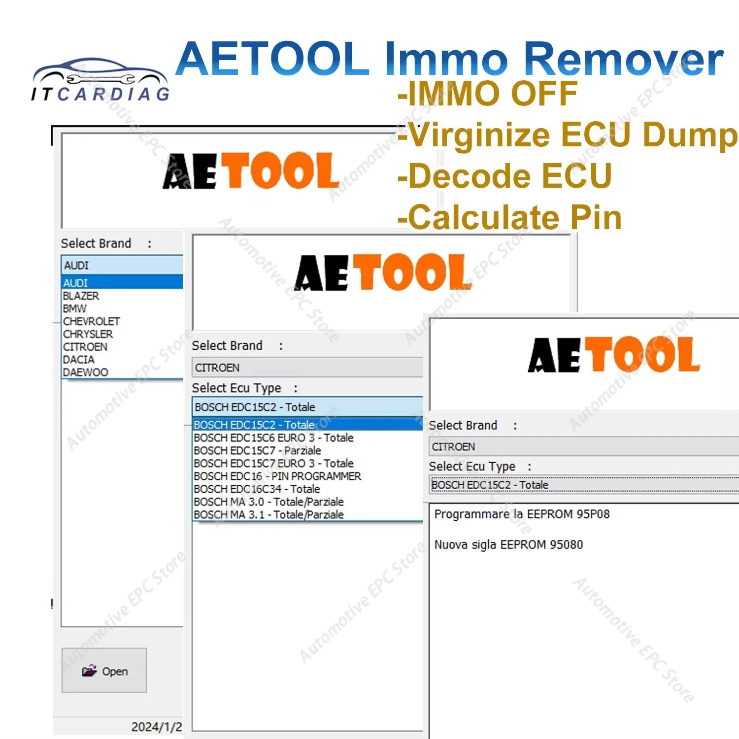 Picture 5: ECU decoding Immo Eeprom Off obd2 scanner Tools AETOOL IMMO REMOVER V1.3 ECU Dump Decode ECU Calculate PIN Virgin/IMMO Remover