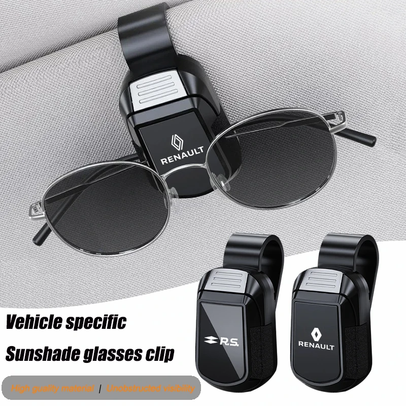 حافظة نظارات شمسية للسيارة بشعار رينو لـ RS Clio Megane 2 3 4 Captur Trafic Scenic 2 Kadjar Koleos Zoe Twingo Kangoo Duster