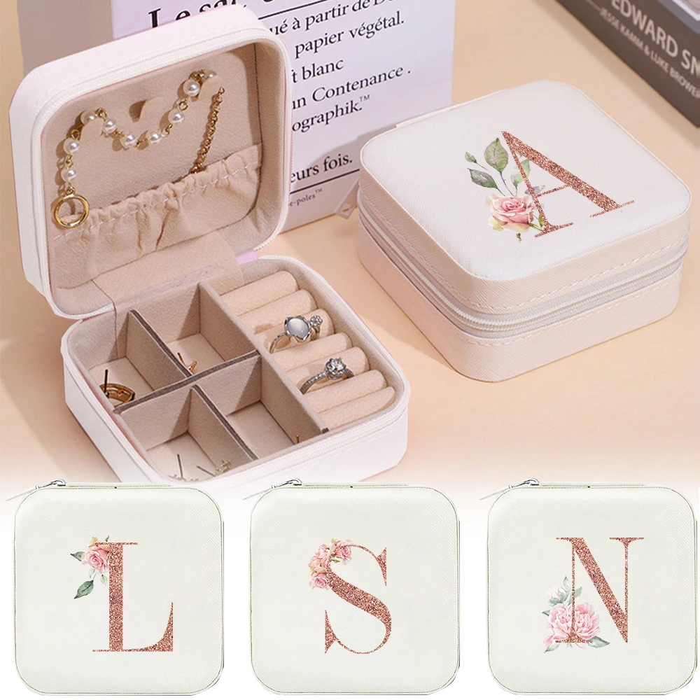 

Earrings Necklace Storage Box Portable Travel Jewelry Casket Rose Gold Series Classic Cosmetic Bag Fashion Rings Storage Boxs
