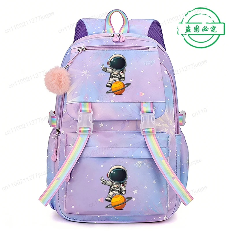 

New Fashion Students School Backpack Bags Trendy Women Laptop School Bags Astronaut Anime Cartoon Design Girl Teens Book Bag