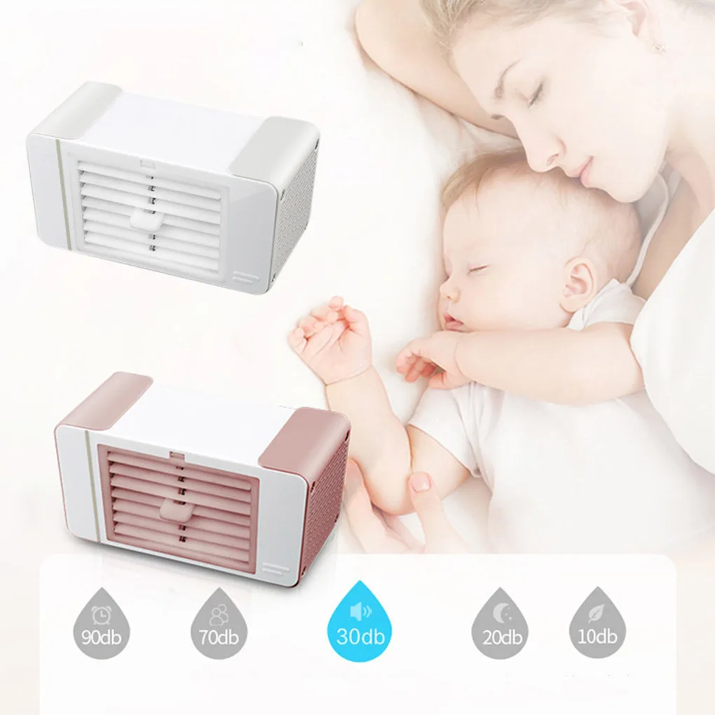 Mini Desktop Fan with LED Light Home Office Portable USB Powered Air Cooling Humidifier Fan, White