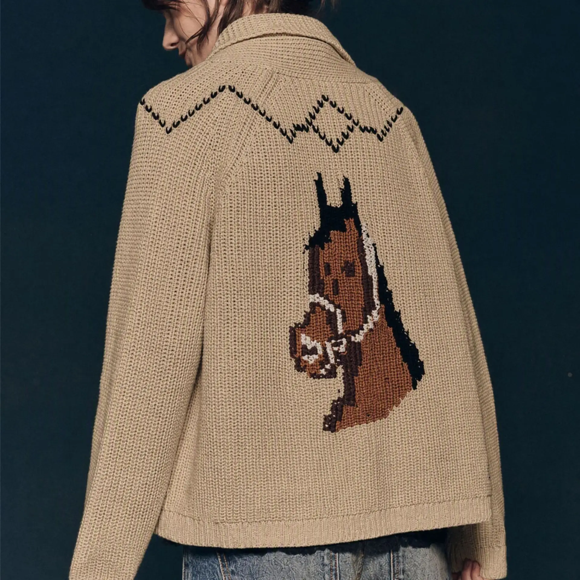 Lady Cloth Fall/winter New Fashionable Artistic Lapel. Loose Random Knit Cardigan. Sweater Summer Long Dress Clothes Luxury Prom