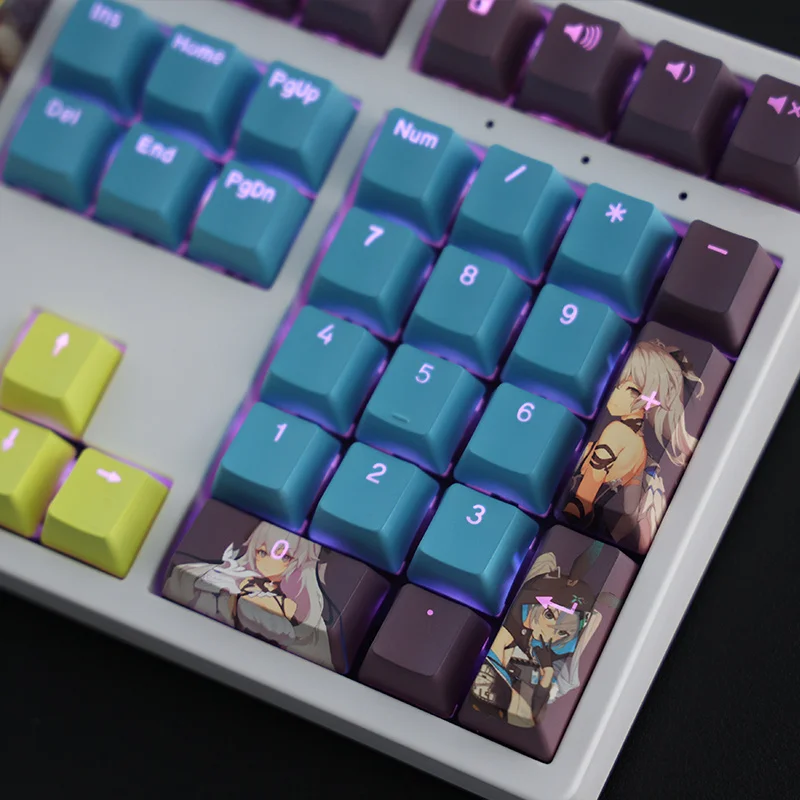 1ชุด PBT Dye Subbed Keycaps สองมิติการ์ตูน Anime Gaming Key Caps OEM Backlit Keycap สำหรับผลกระทบ Honkai 3 Bronya