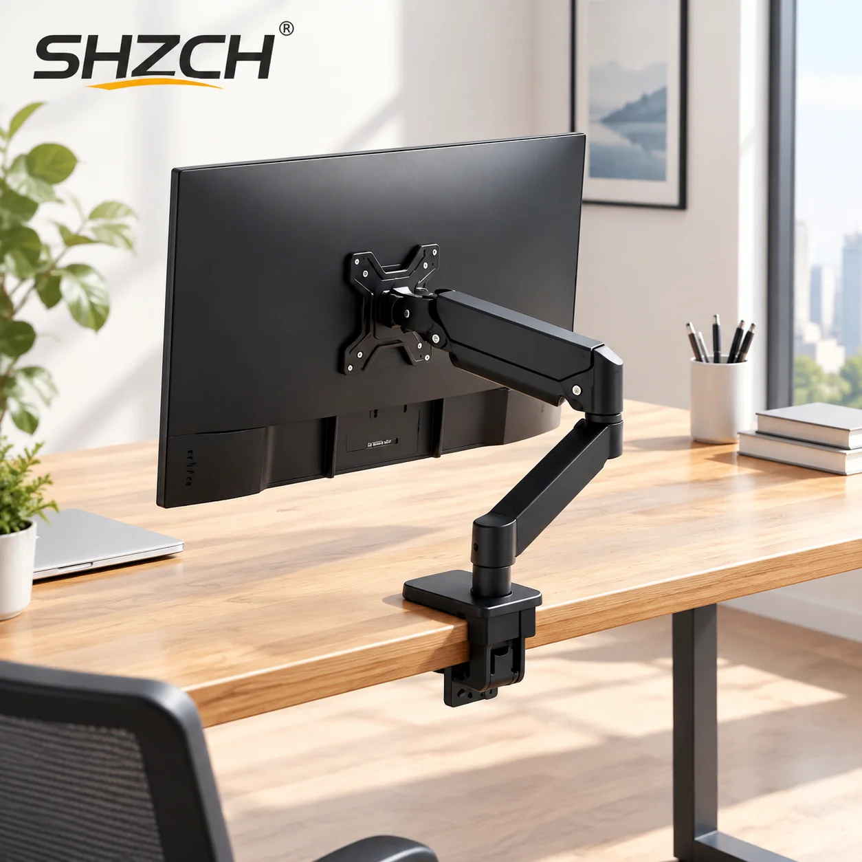 Gas Spring Monitor Mount Stand, Adjustable Swivel Desk Arm Bracket for ...