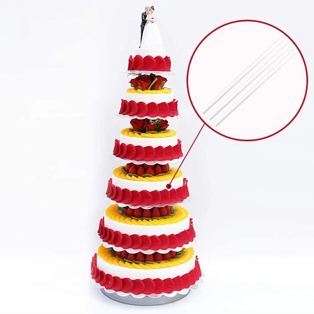 BMBY-50 Pieces Plastic White Cake Dowel Rods For Tiered Cake Construction And Stacking (0.4 Inch Diameter 12 Inch Length)
