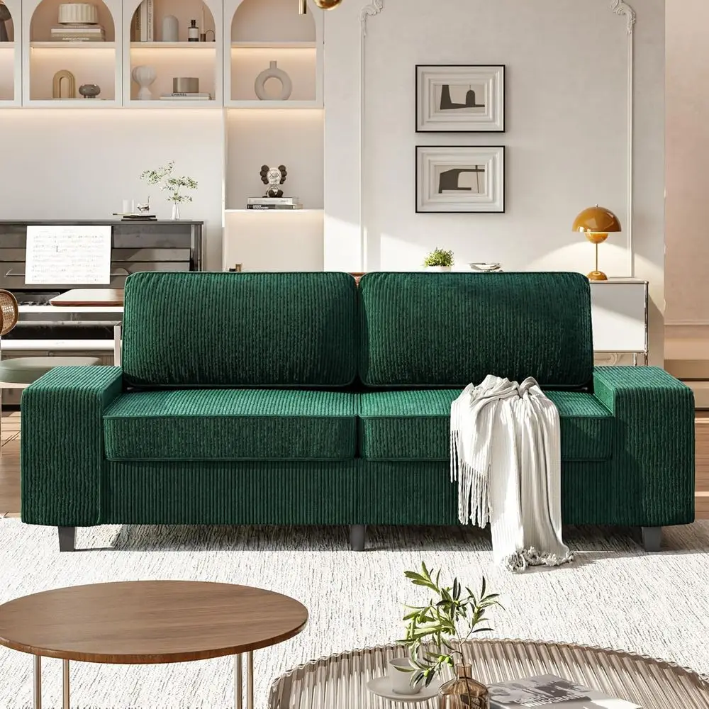 

Трехместный диван с глубоким сиденьем из вельвета цвета 84 Century Green, удобный мягкий диван для гостиной, спальни или офиса