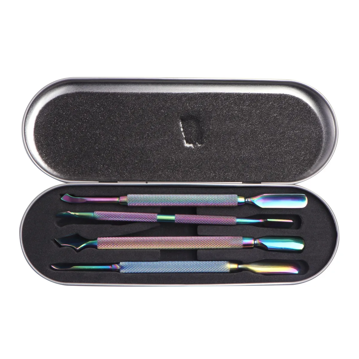 4Pcs Cuticle Remover Manicure Tools Sturdy Stainless Steel Dead Skin Remover Nail Art Set Textured Handle Beauty Nail Care Tool
