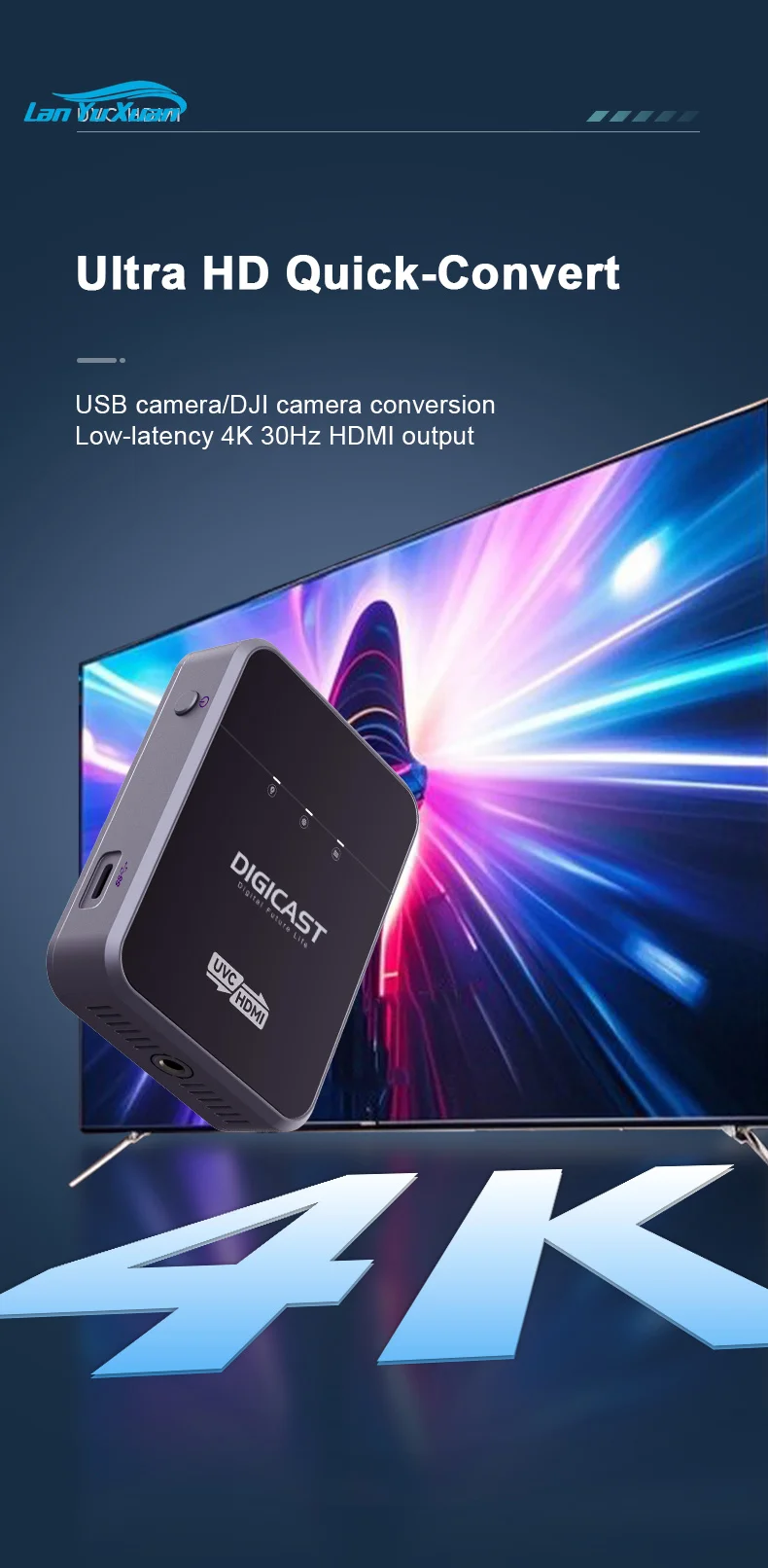 DIGICAST/DTVANE UVC to HD Converter Metal Build Driver-free Output for Unmanned Aerial Vehicle UAV