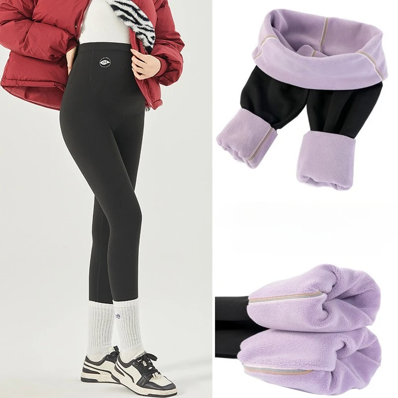 

Леггинсы для беременных с зимней флисовой подкладкой, утолщенные и эластичные брюки для йоги для верхней одежды, теплые брюки в виде акулы больших размеров