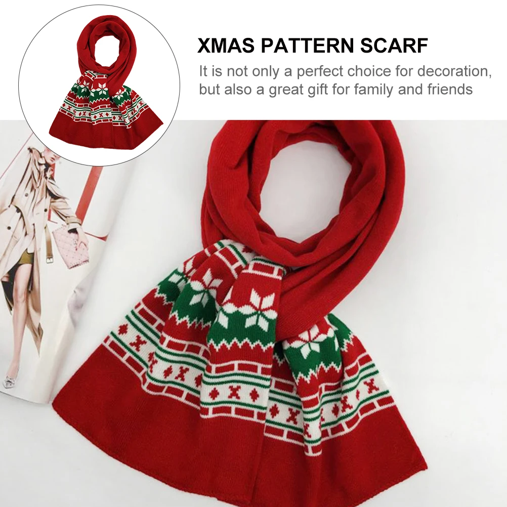 

1pc Christmas Themed Xmas Pattern Kids Winter Warm Scarf Knitted Neck Scarf Delicate Decoration Elegant Gift For Family Friends