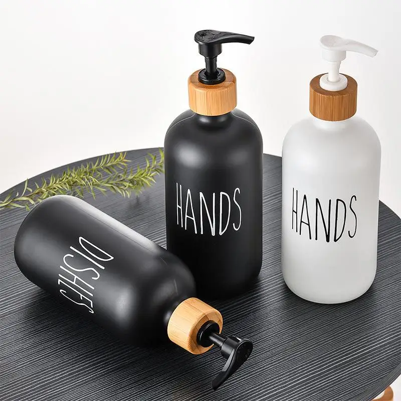 Creative Hotel Hand Sanitizer Glass Bottles Household Bathroom Shampoo Dispenser Modern Style Black and White Glass Bottle