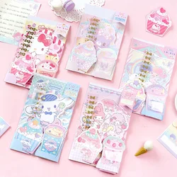 Sanrio Kitty Melody Cinnamoroll-Juego de sobres para niños, tarjeta de felicitación con mensaje de Festival, Bloc de notas, suministros escolares, regalo para niños, 10 juegos por lote