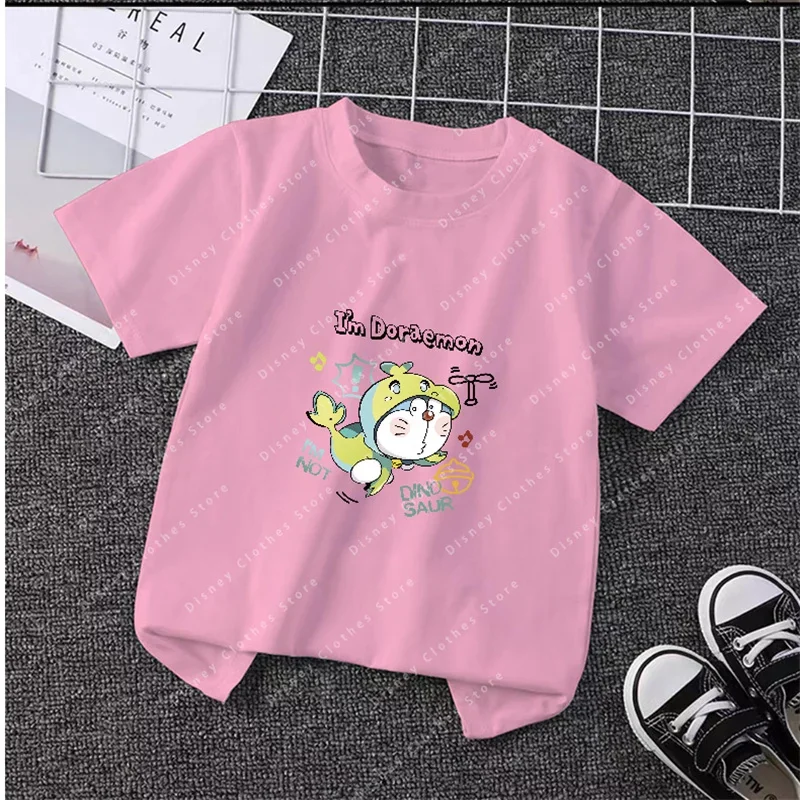 New Kids Doraemon Summer Clothing Kawaii Anime Short sleeve funny T-shirt Stitch Y2k Fashion Rock Yk2 Street T-shirt Top Pants