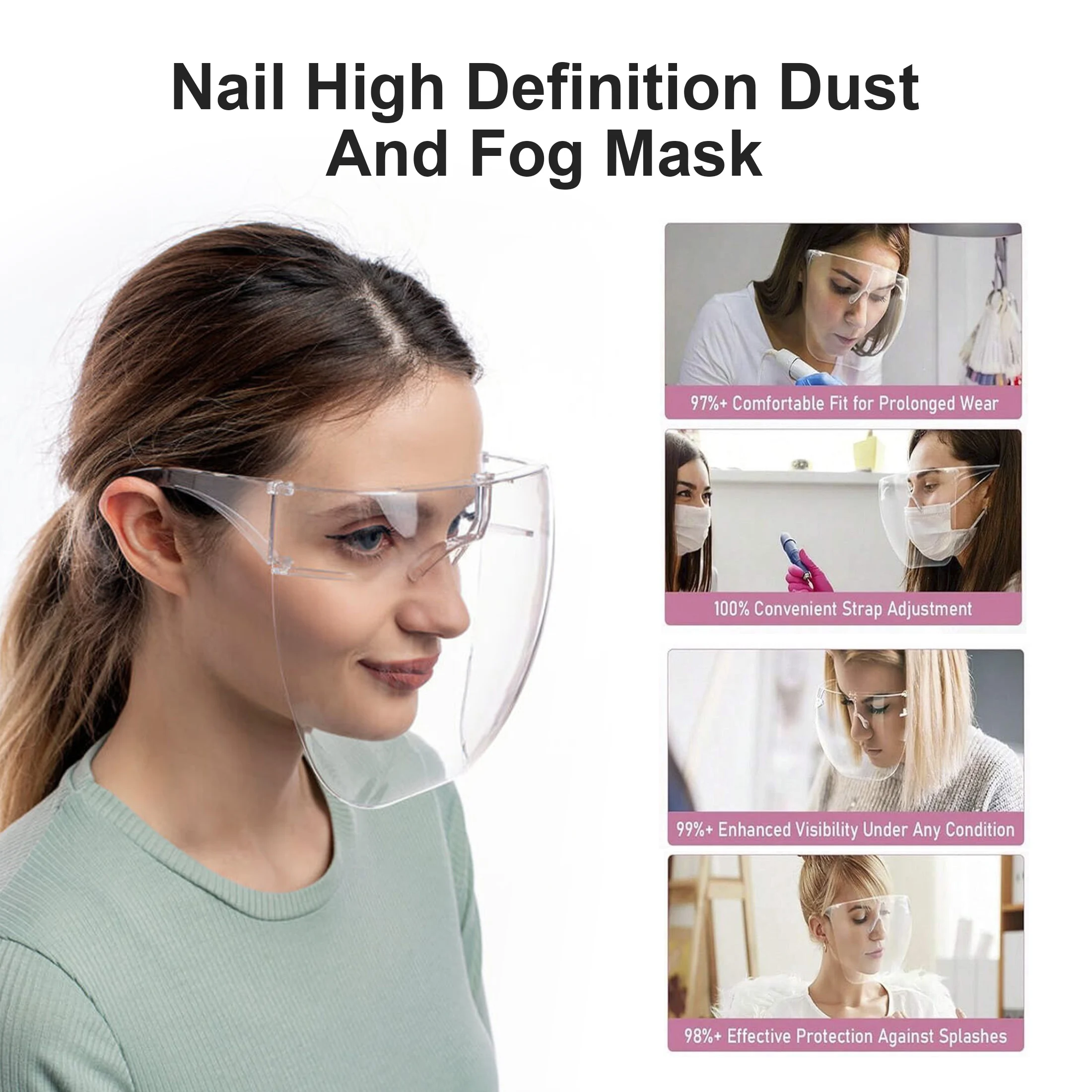 1 Pcs Transparent Anti Fog Anti Splash Protective Mask High Transparency Goggles Nail Art Tool Full Face High-definition