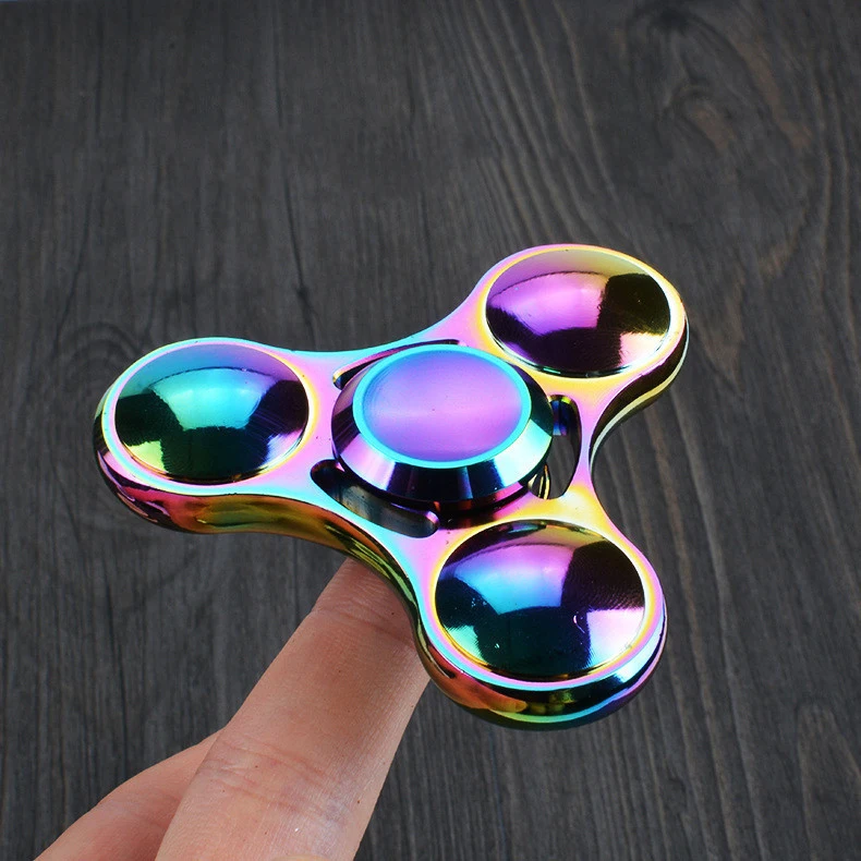 Colorful Spinning Triangle Fingertip Gyro Triple Leaf Cool Alloy Hand Spinner EDC Interfinger Gyro Relieve Stress Toys Gifts