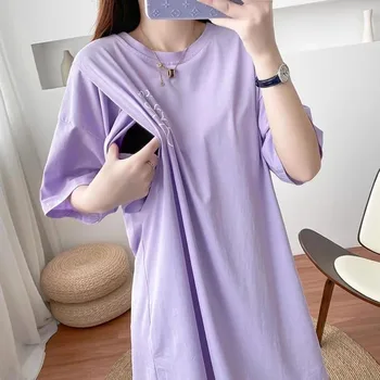 חופשת לידה חולצות נשים של נוחות שרוול קצר סיעוד העליון עבור חולצת הנקה הריון נשים בהריון נשים