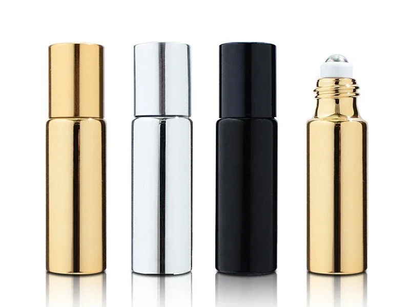 5ml Essential Oil Bottle Mini Empty Roller Bottle Gold Silver Black UV Glass Refillable Perfume Bottle Gold/black/silver Bottles