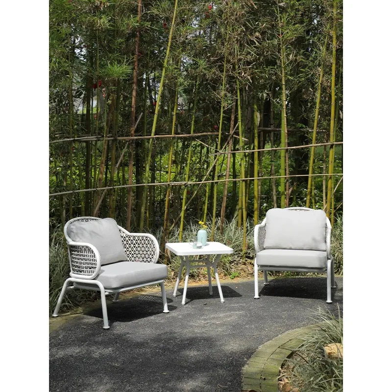 Three piece outdoor table and chair set,outdoor sofa and chair garden, leisure small table and chair weaving, rattan chair