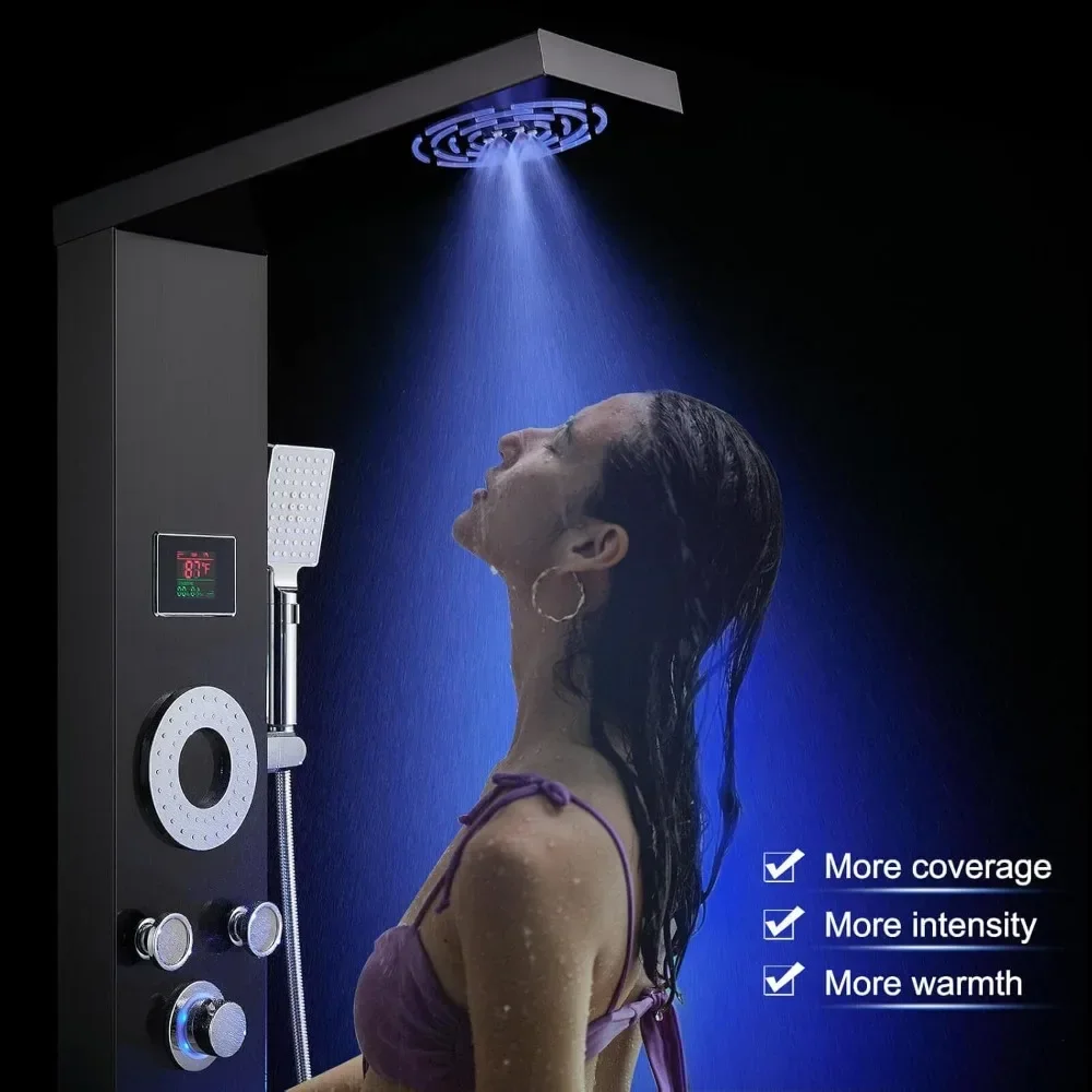 ROVOGO No Battery Needed Shower Panel System With Led Lights