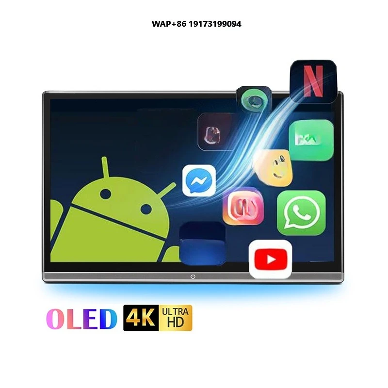 سعر المصنع 13.3 بوصة مسند رأس السيارة 8 كور أندرويد 12 4K شاشة OLED تعمل باللمس الكامل العالمي واي فاي مقعد السيارة الخلفي التلفزيون اللوحي