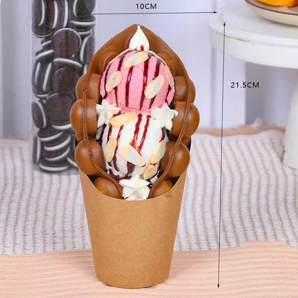 1pcs Simulation Faux Egg Hongkong Model Display Sample Dessert Fake Pu Maker Bubble Waffle Food Chocolate Oreo Ice Cream