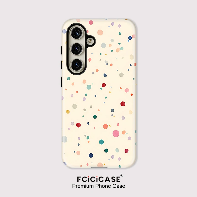 Etui na telefon Fcicicase z kolorowym wzorem okrągłych kropek do Samsung Galaxy A26 A56 A36 A16 A 16 5G, odporne na wstrząsy, matowe, silikonowe.