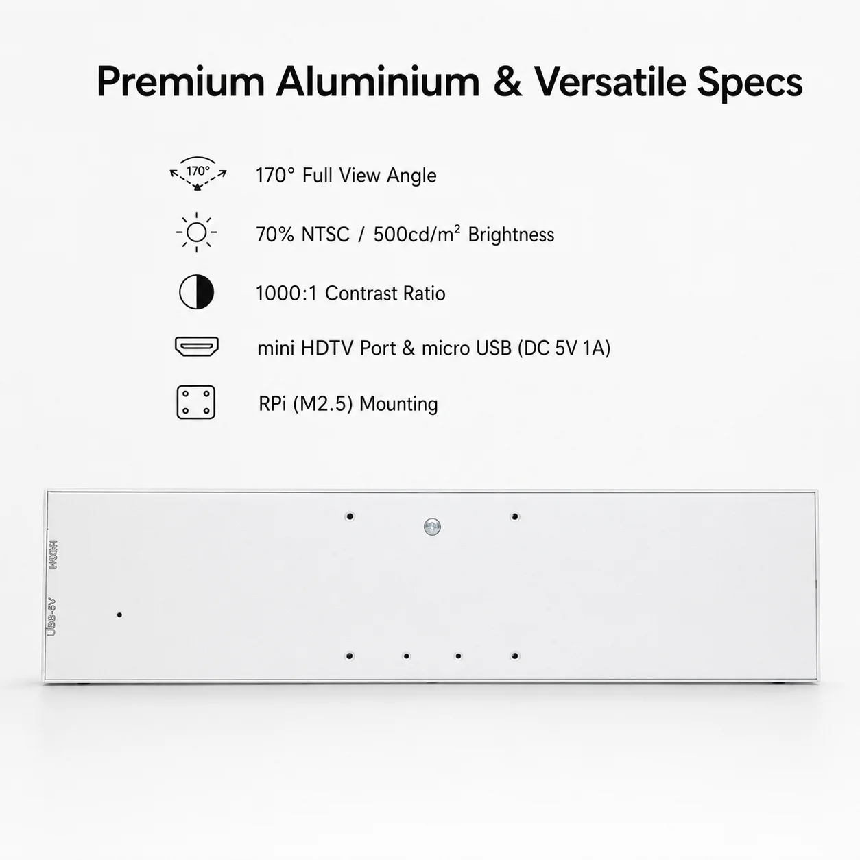 LESOWN 11.3in External Computer Sub-display 440x1920 miniHDTV Aluminum Strip Screen Sensor Panel for Desktop PC Modding