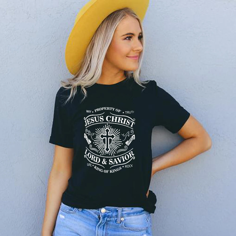 Jesus Christ Lord Savior Christian T Shirt Women Funny Rock Graphic Tshirt Punk Style Girls Clothes 90s Fashion Crewneck Tops