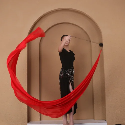 Imagen 2 del producto Velo de seda Real POI Streamer, bolas lanzadas, accesorios de actuación de escenario de bailarina de vientre, accesorio de disfraz de danza del vientre personalizable