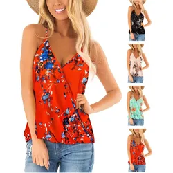 Women's 2026 Summer V-Neck Print Tank Top – Sleeveless Casual Camisole, Versatile Layering Vest