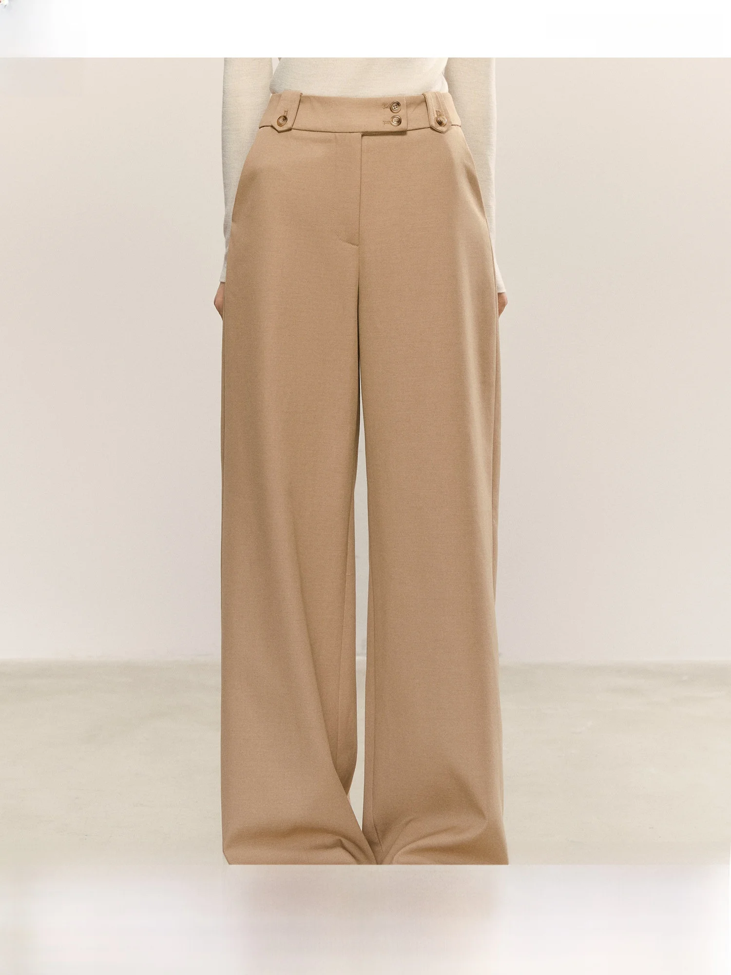 

QDQD Ретро Широкие брюки цвета хаки с высокой талией для похудения Свободные прямые длинные брюки для женщин Осень Зима Новые Sle Casual Fas...