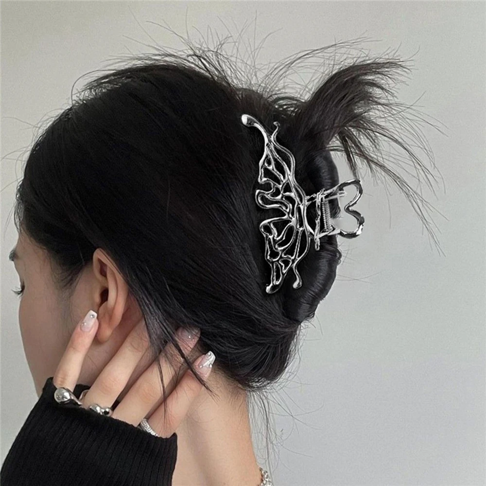 Luxury Gothic Irregular Butterfly Metal Hair Claw Clip for Women Fashion Punk Ponytail Hairgrips Barrettes Hair Styling Tools