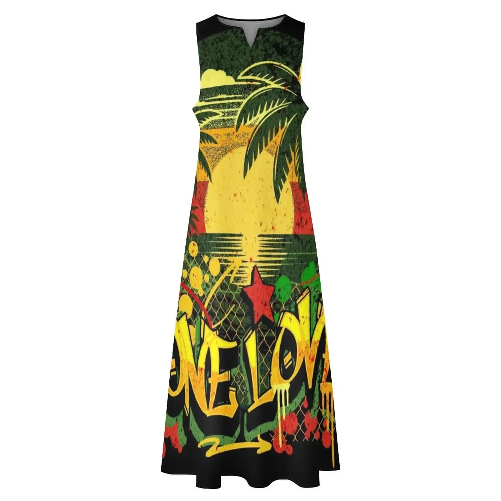One Love jamaïcain coucher de soleil longue robe robes pour bal femme robes robe d'été femmes 2025 vêtements d'été robe