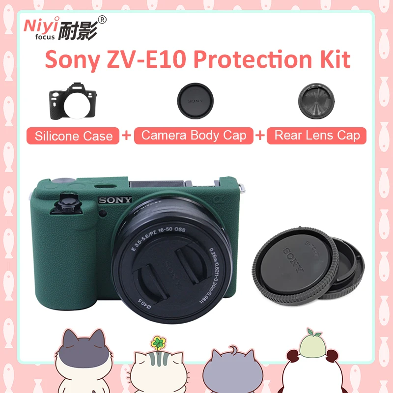 Soft Silicone Case Cover Camera Bag for Sony ZVE10 Camera Accessories With Camera Body Cap Lens Rear Cap Protect kit Sony ZV-E10