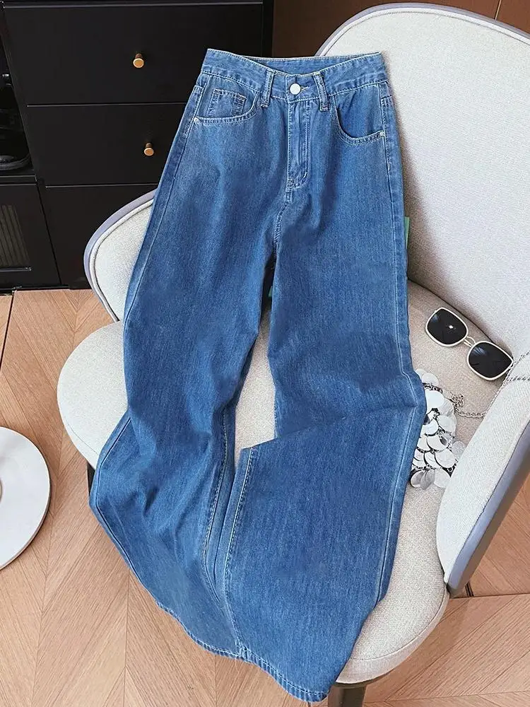 

Мужские джинсы в американском ретро-стиле, прямые, свободные, широкие, повседневные брюки для молодежи, модные, свободного кроя, классический синий деним, весна-осень