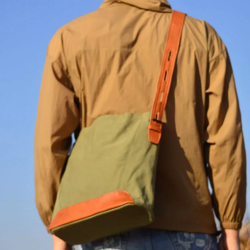 حقيبة كتف من القماش الكتاني الأدبي والرجعي من AETOO حقيبة كتف ذات سعة كبيرة للرجال كاجوال يوم بسيط